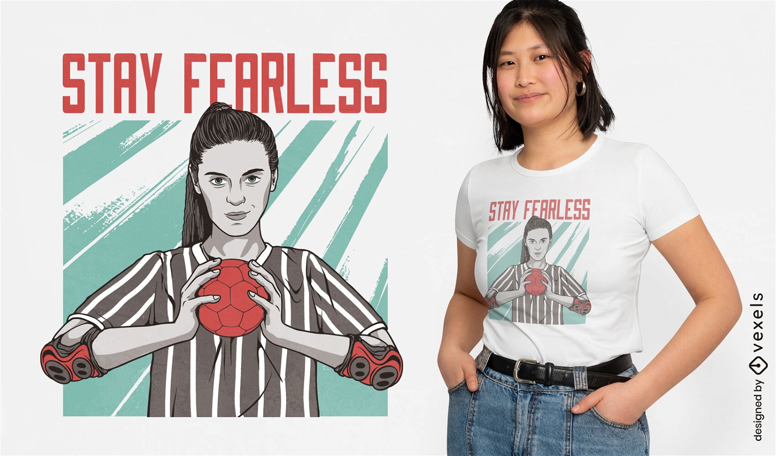 Fearless girl handball player t-shirt design 