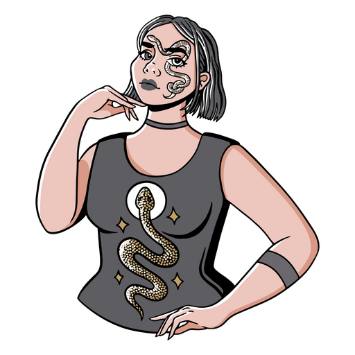 Mulher com tatuagem de cobra no braço Desenho PNG