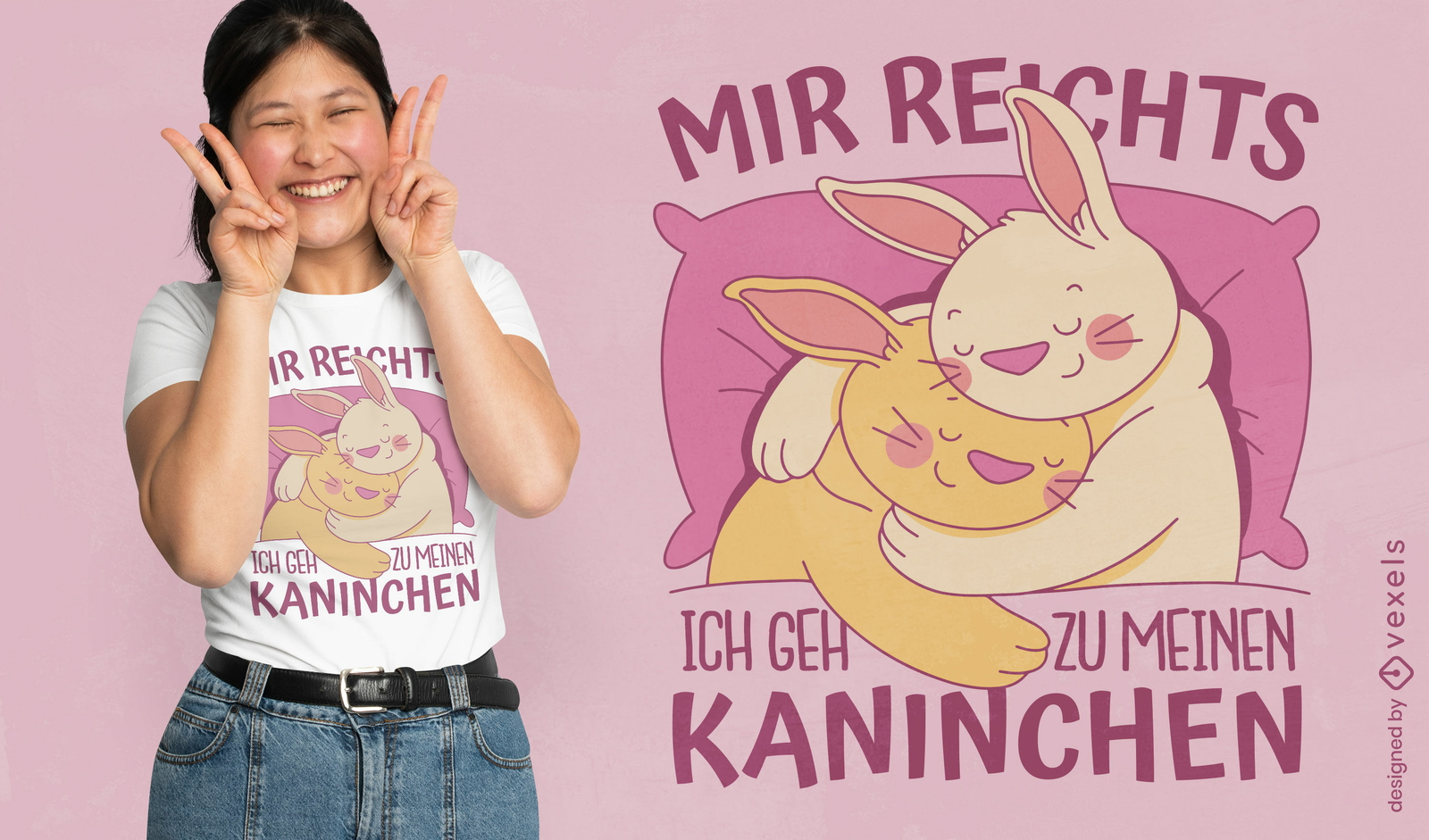 Schläfriges Häschenpaar-T-Shirt Design