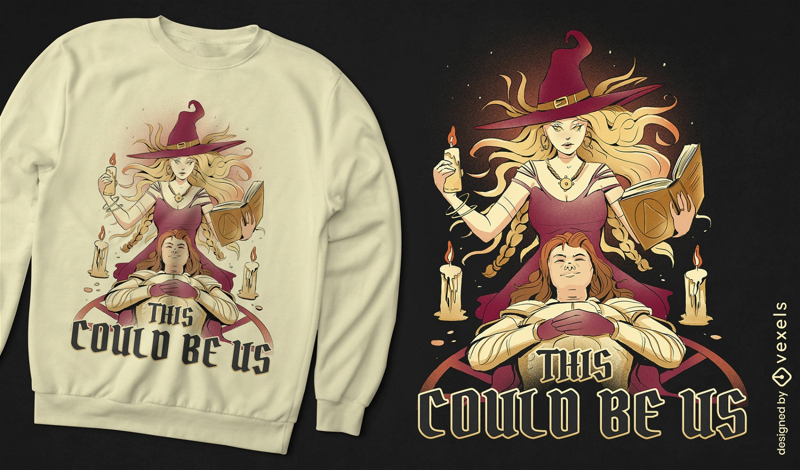 Witch couple t-shirt design