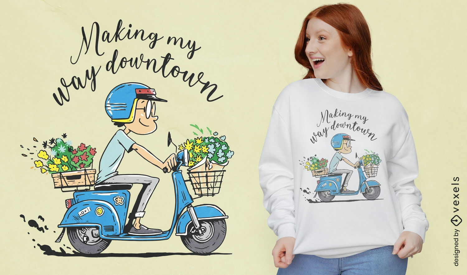 Motorcyclist florist t-shirt design