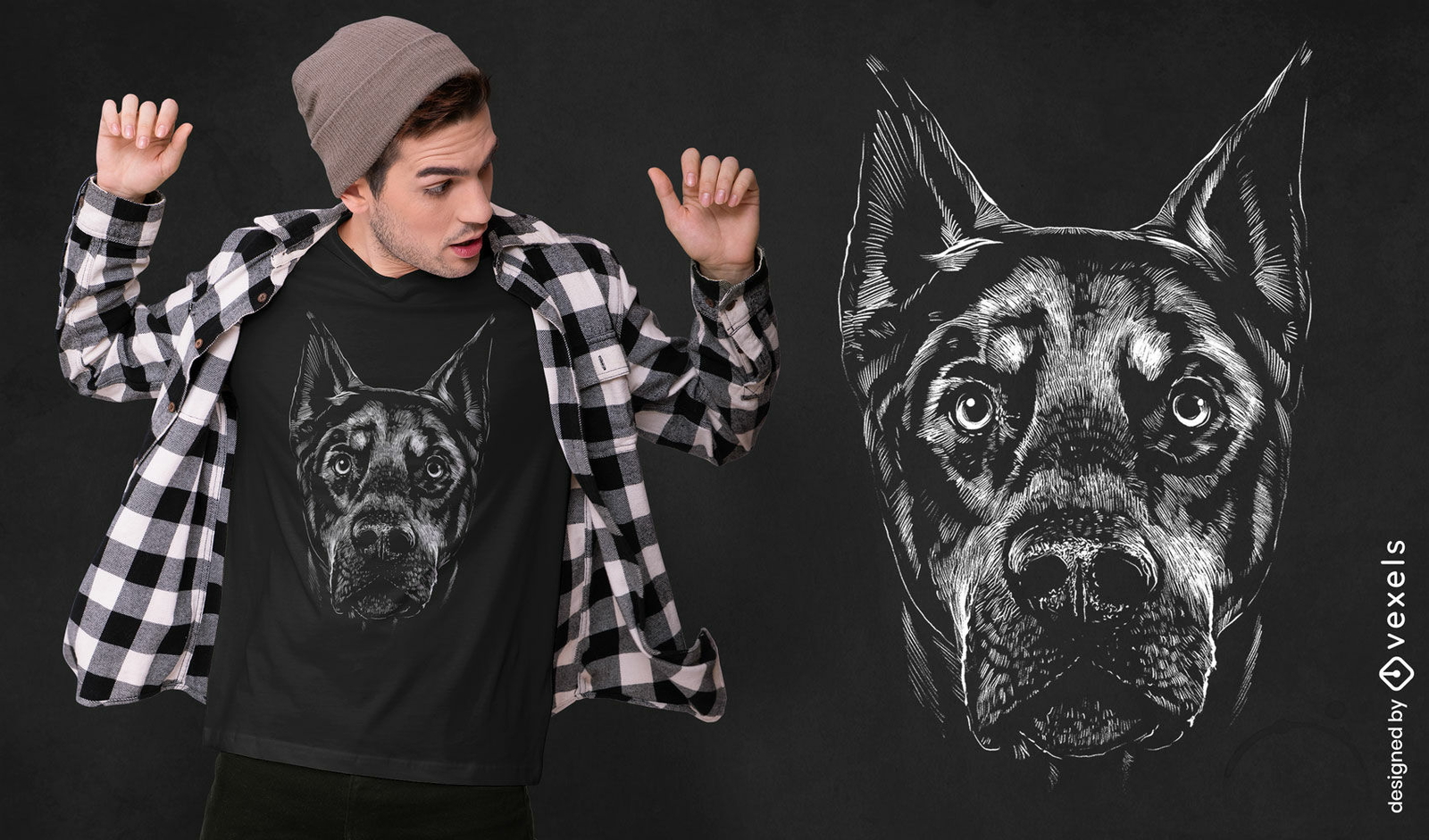 Diseño realista de camiseta de perro Doberman