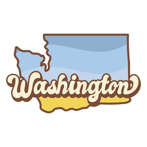 Karte des Bundesstaates Washington mit dem Wort Washington darauf PNG-Design