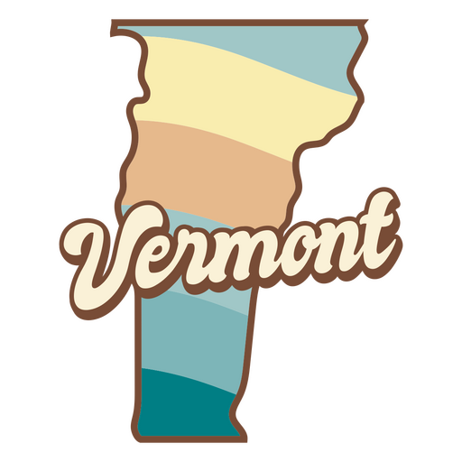 El mapa retro del estado de Vermont. Diseño PNG