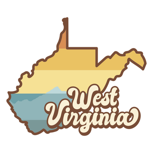 El mapa de Virginia Occidental con las palabras Virginia Occidental en ?l. Diseño PNG