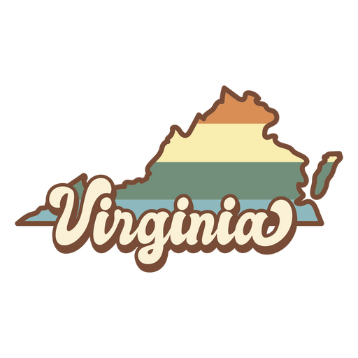 Mapa del estado de Virginia en estilo retro Diseño PNG