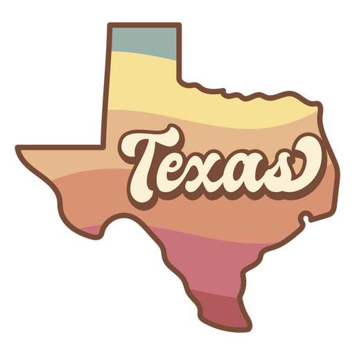 El mapa retro del estado de texas Diseño PNG