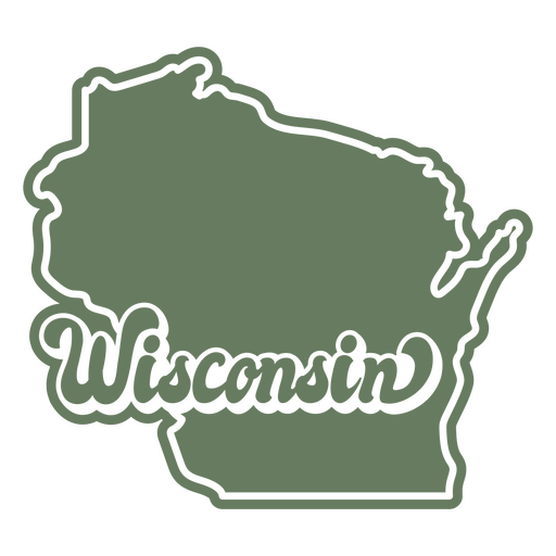 Wisconsin state map green sticker PNG Design