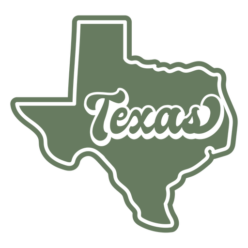 Pegatina verde de Texas con la palabra Texas escrita Diseño PNG