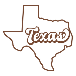 The state of texas in brown lettering PNG Design