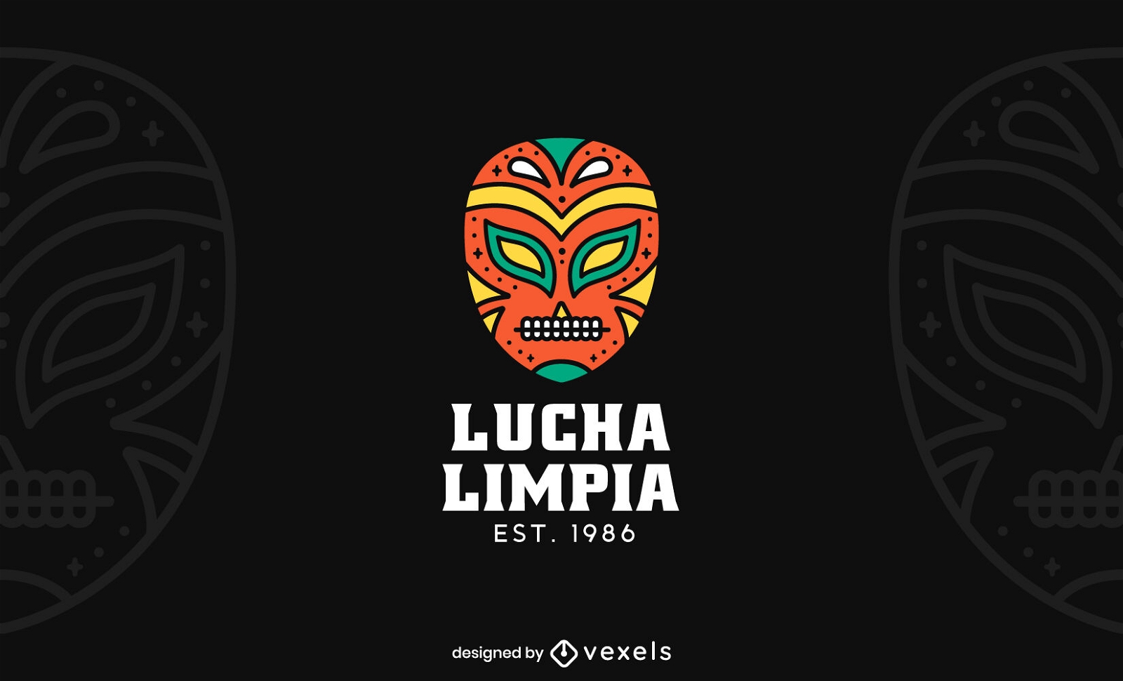 Design de logotipo de esporte de máscara colorida de luta livre