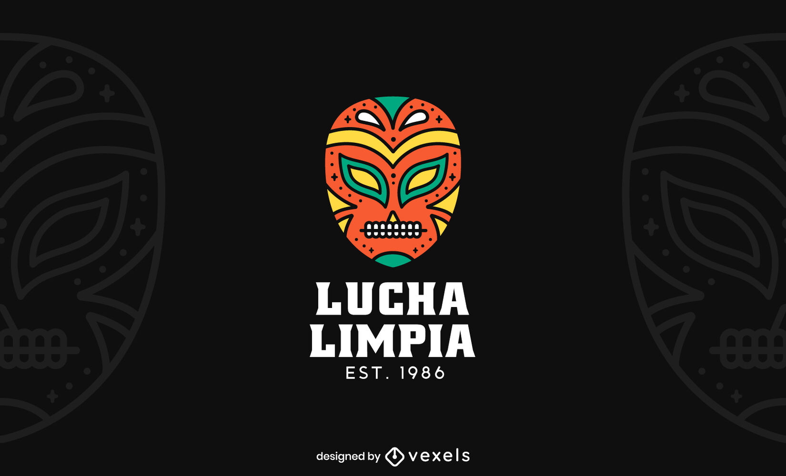 Design de logotipo de esporte de máscara colorida de luta livre