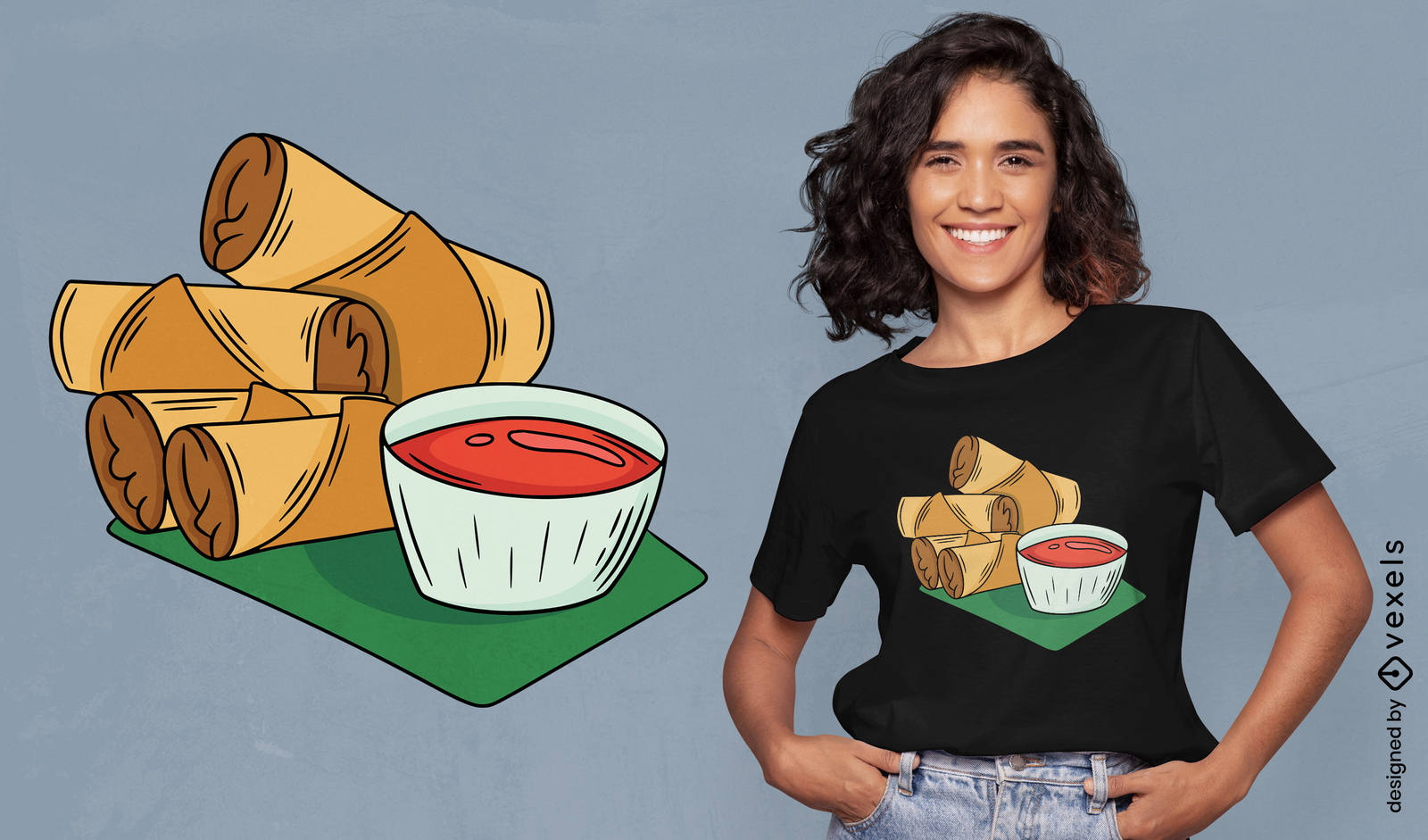 Diseño de camiseta de comida típica de Lumpia.