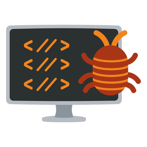 Bug on a computer screen coding PNG Design