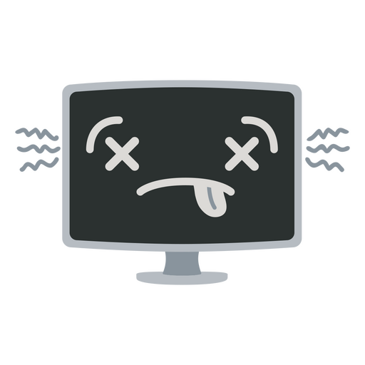 Monitor de computadora con una cara triste Diseño PNG