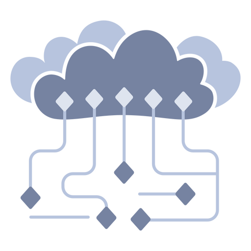 Icon of a cloud with lines connecting it PNG Design