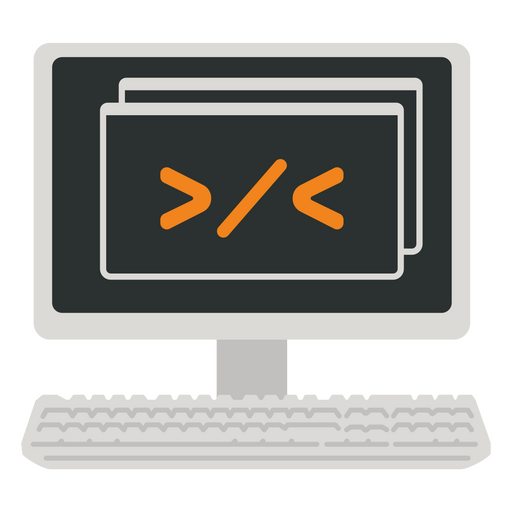 Computer screen with a coding symbol on it PNG Design