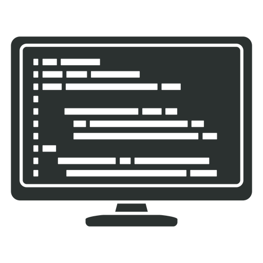 Ícone de uma tela de computador com um código Desenho PNG