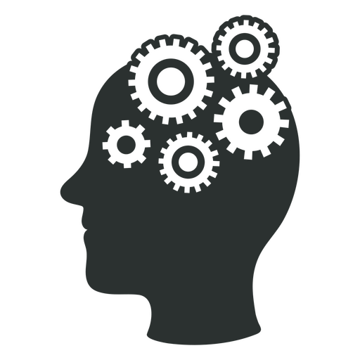 Silhouette of a head with gears in it PNG Design