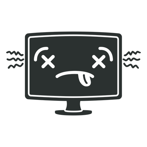 Computer monitor with a dead face on it PNG Design