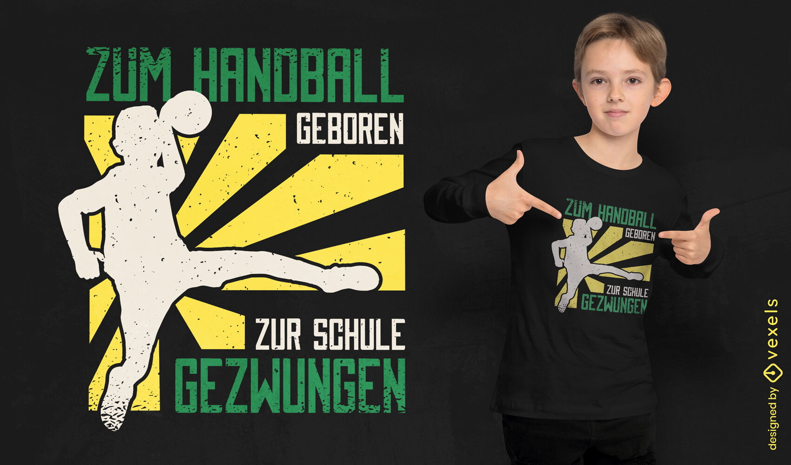 Child playing handball t-shirt design