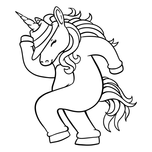 Ilustração divertida de unicórnio dançando Desenho PNG