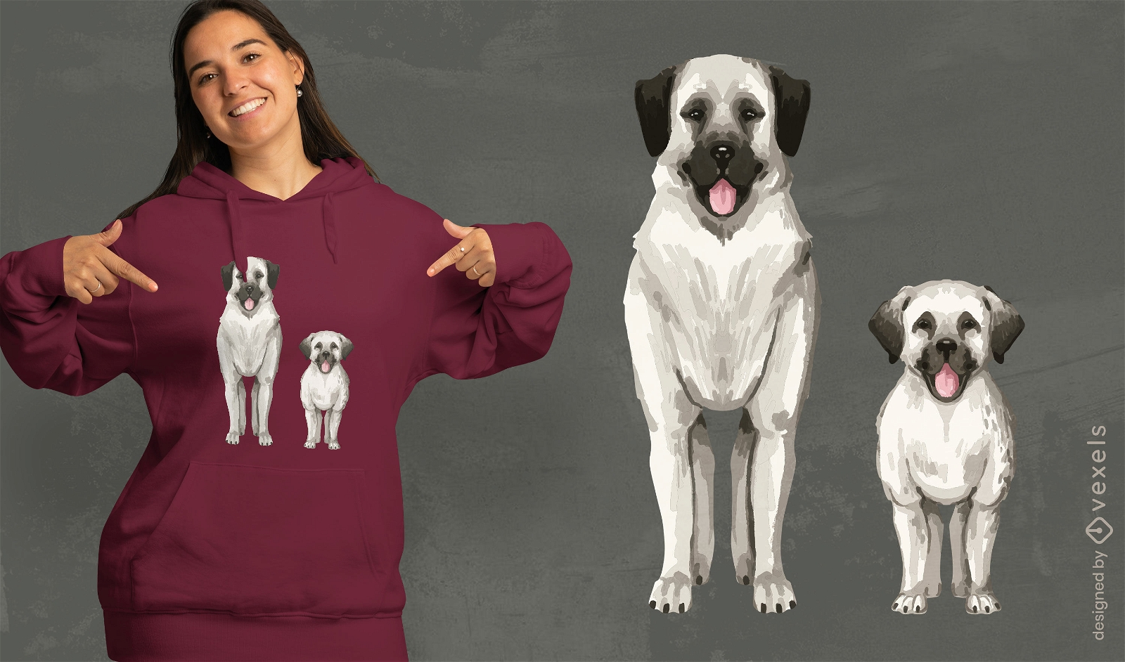 T-Shirt-Design mit anatolischen Hirtenhunden