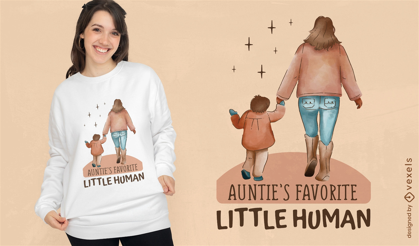 Design de camiseta humaninho da tia