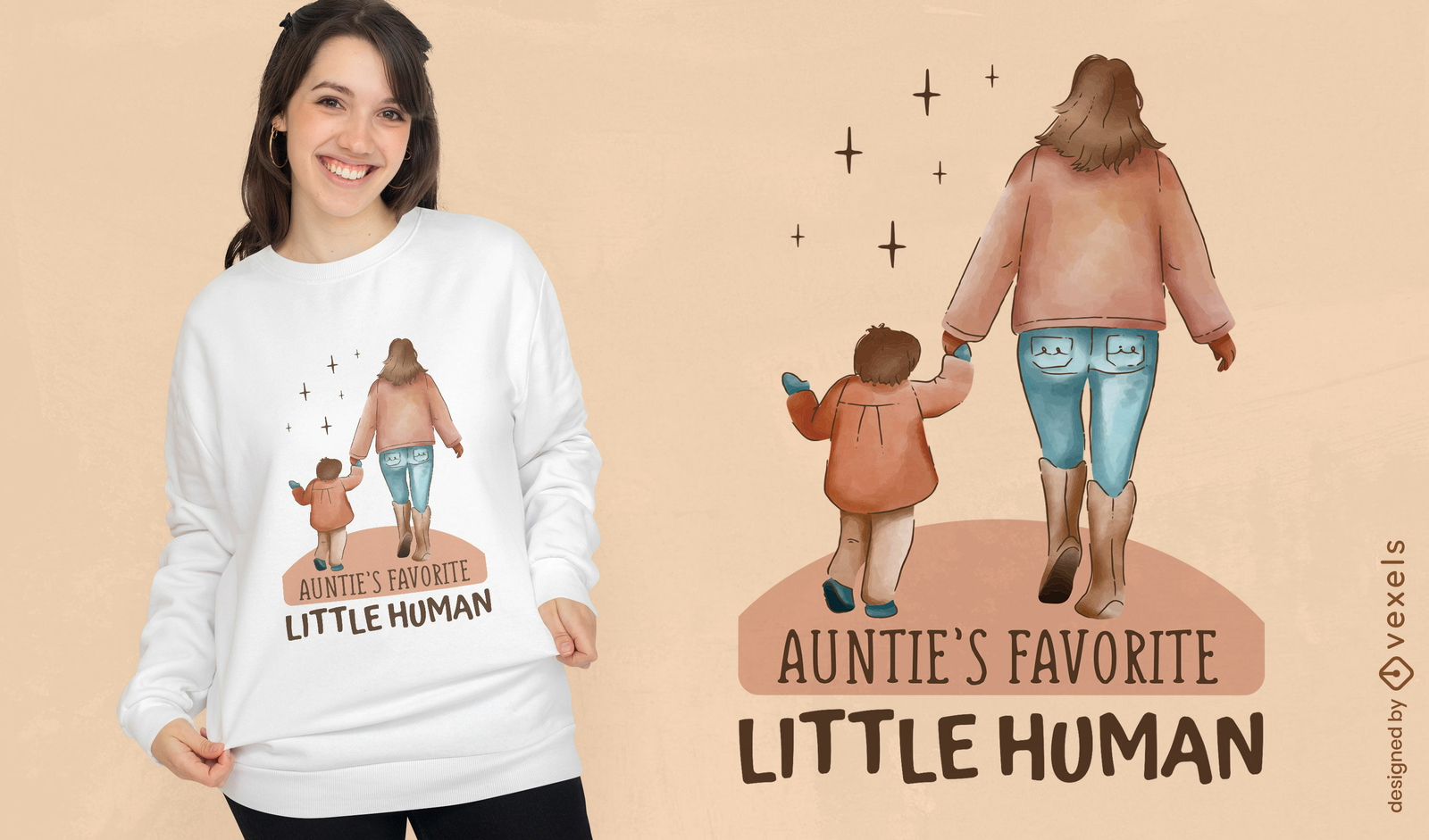 El pequeño diseño de camiseta humana de la tía.