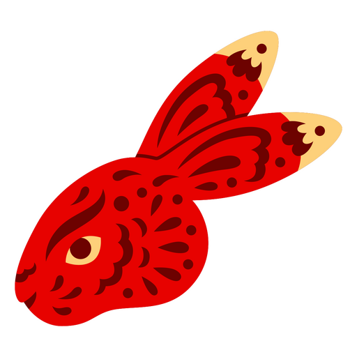 Ilustración de conejo rojo vivo con patrones intrincados Diseño PNG