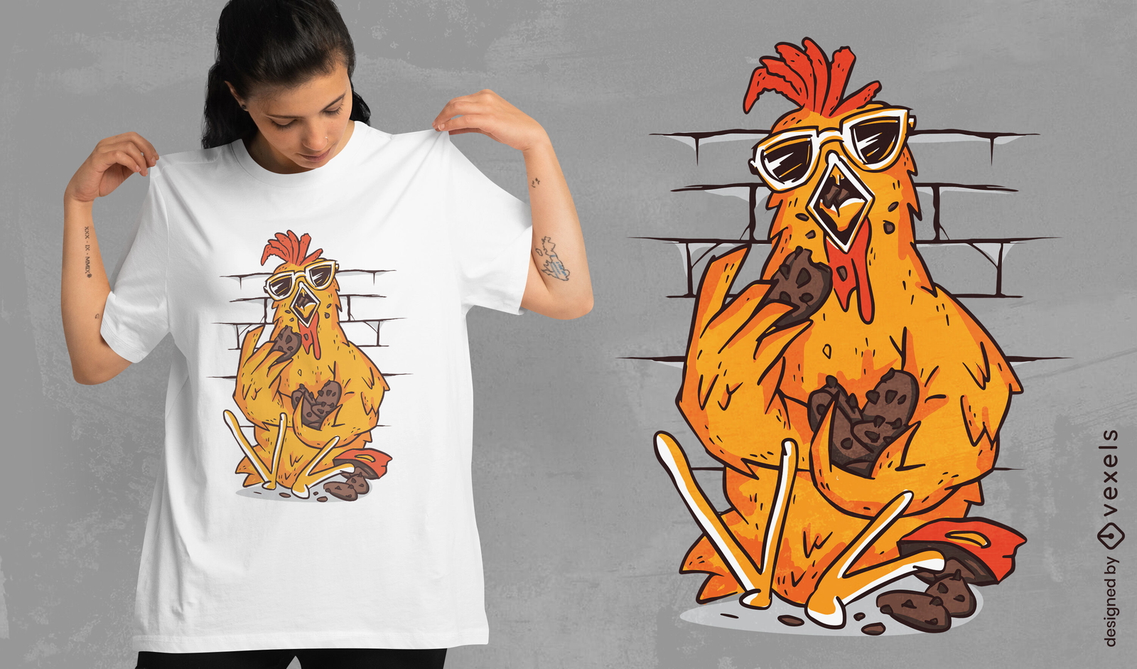 Huhn, das Plätzchen-T-Shirt Design isst