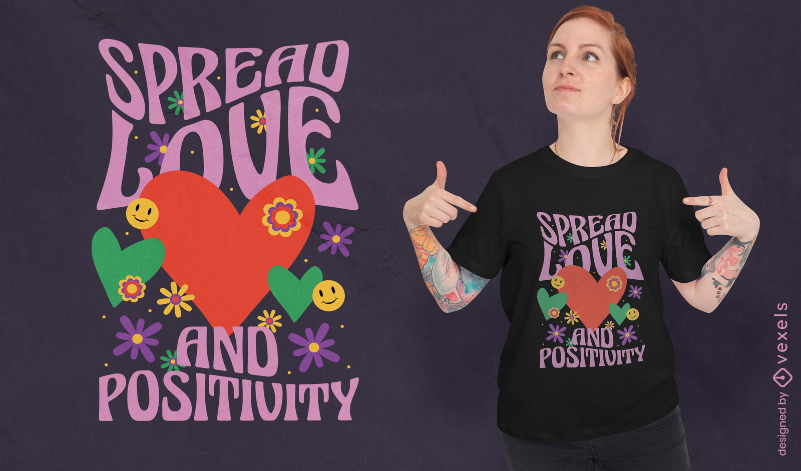 Design de camiseta retrô de amor e positividade