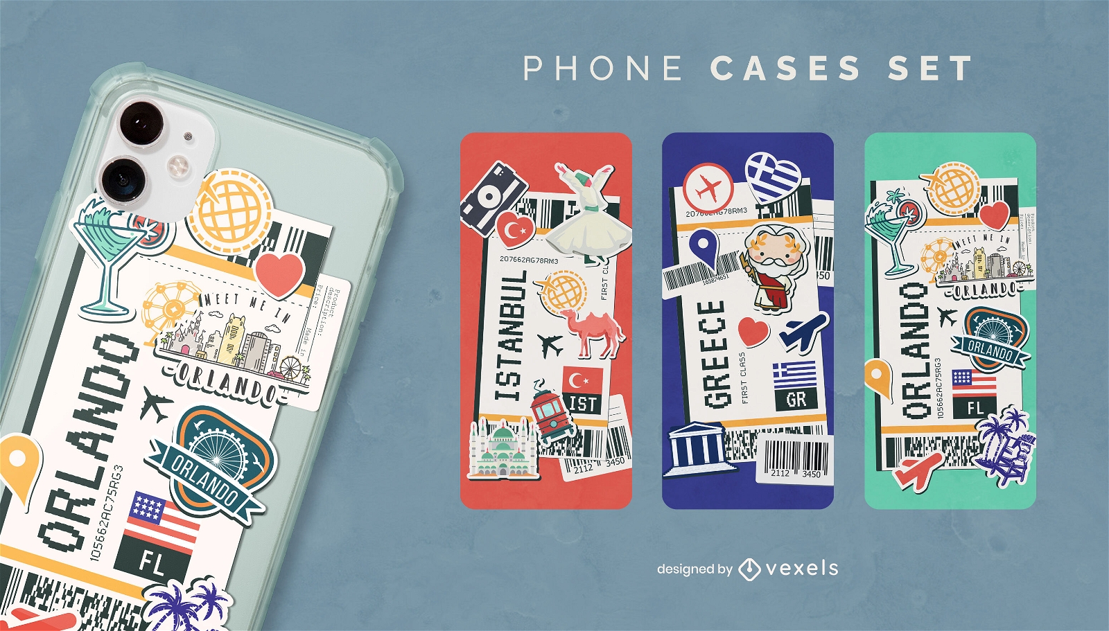 Conjunto de capas para telefone de viagem para cartão de embarque mundial