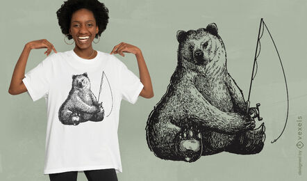 Braunbär-Tierfischen-T-Shirt-Design