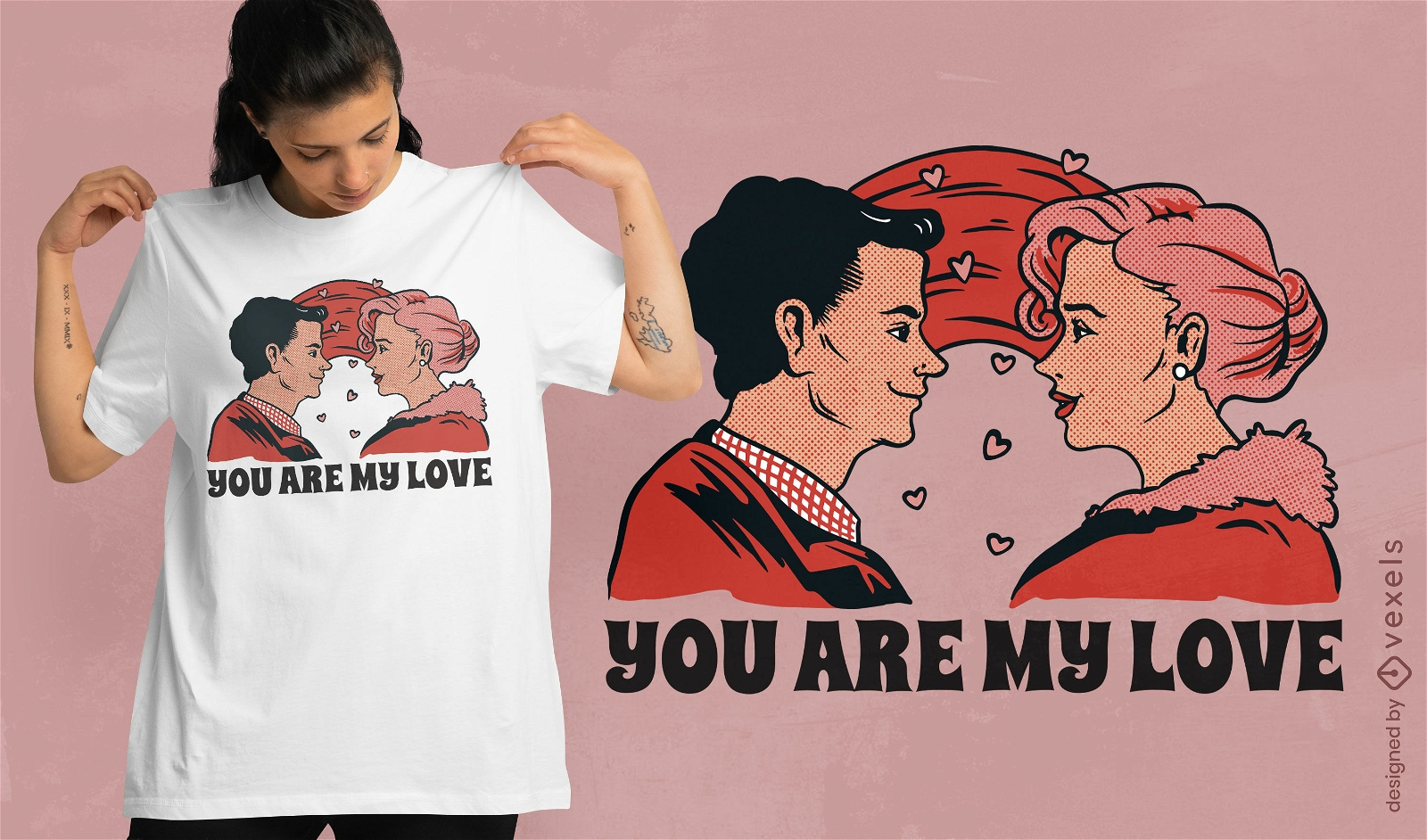 Diseño de camiseta de pareja enamorada de san valentín