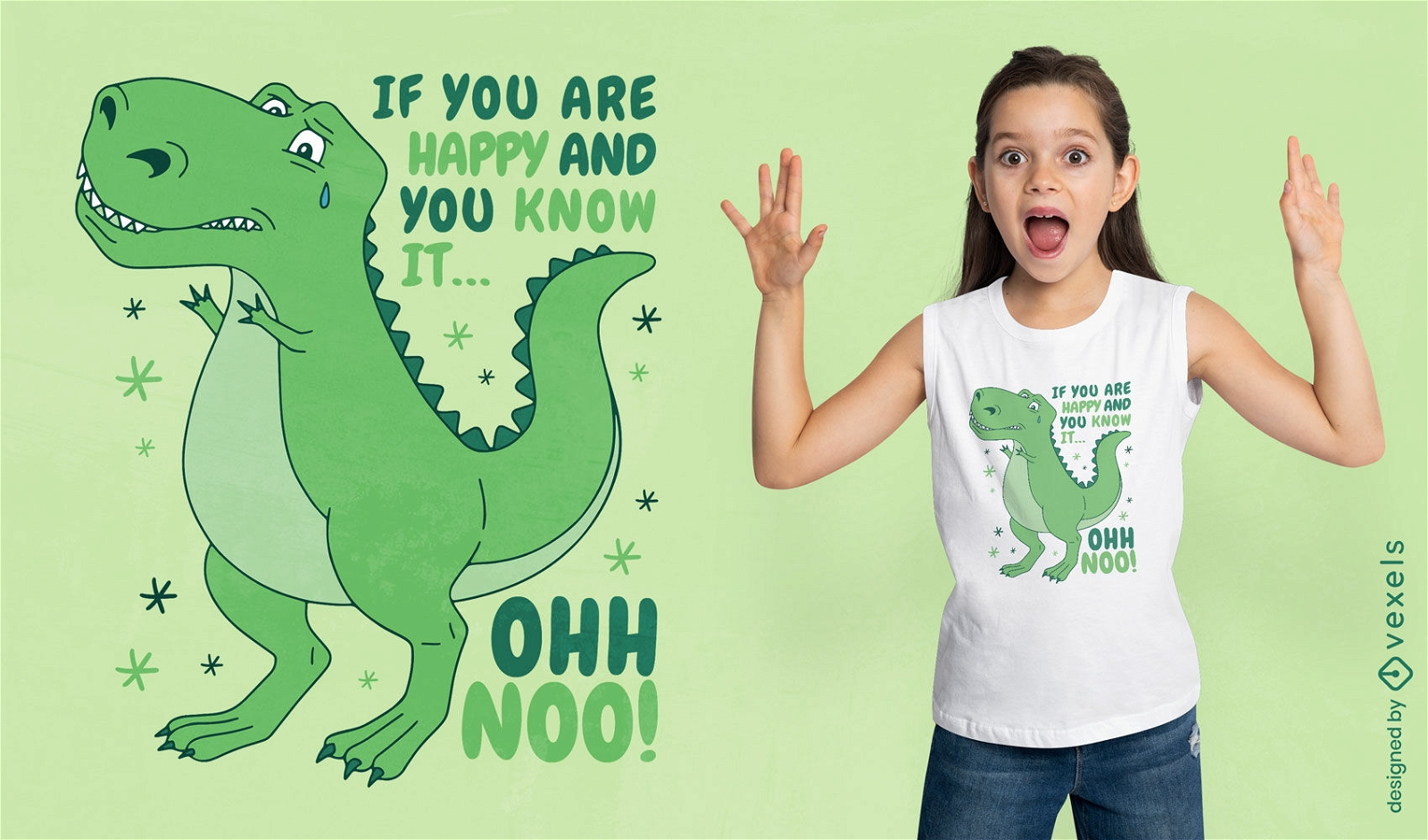 Dise?o de camiseta de dinosaurio t-rex verde