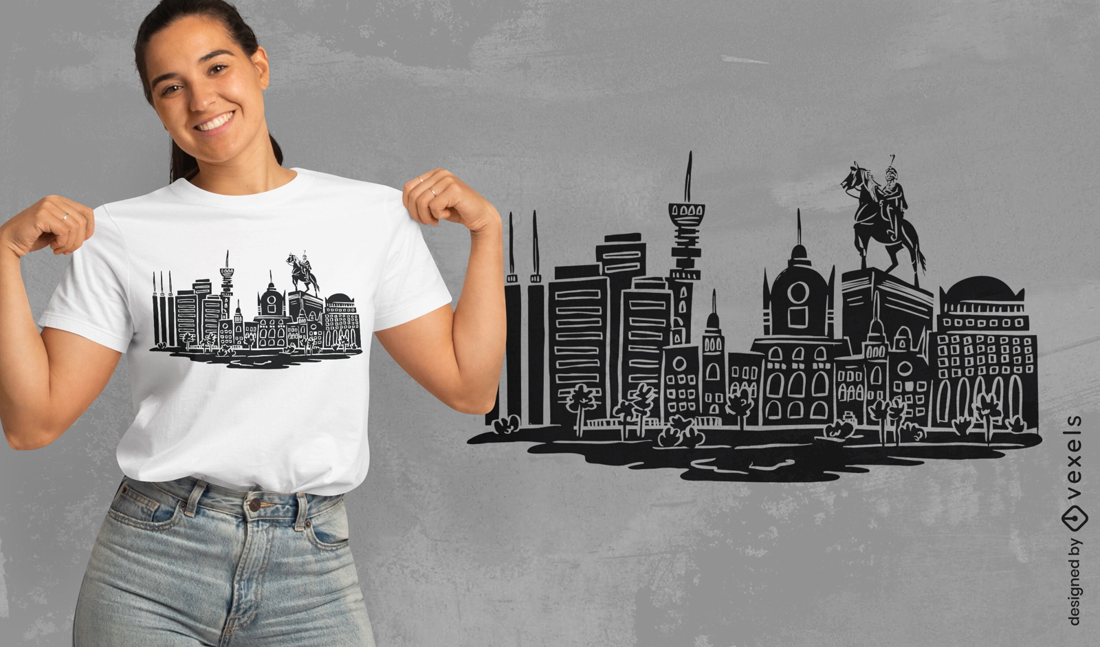 Diseño de camiseta del horizonte de la ciudad de Hannover
