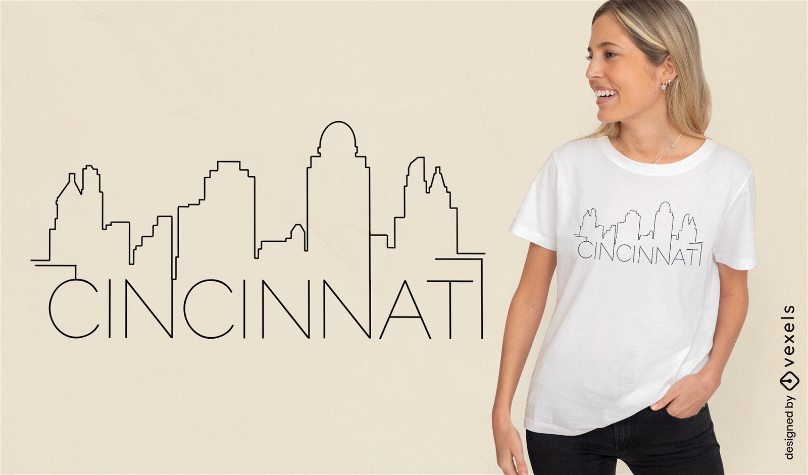 Diseño de camiseta del horizonte de Cincinnati