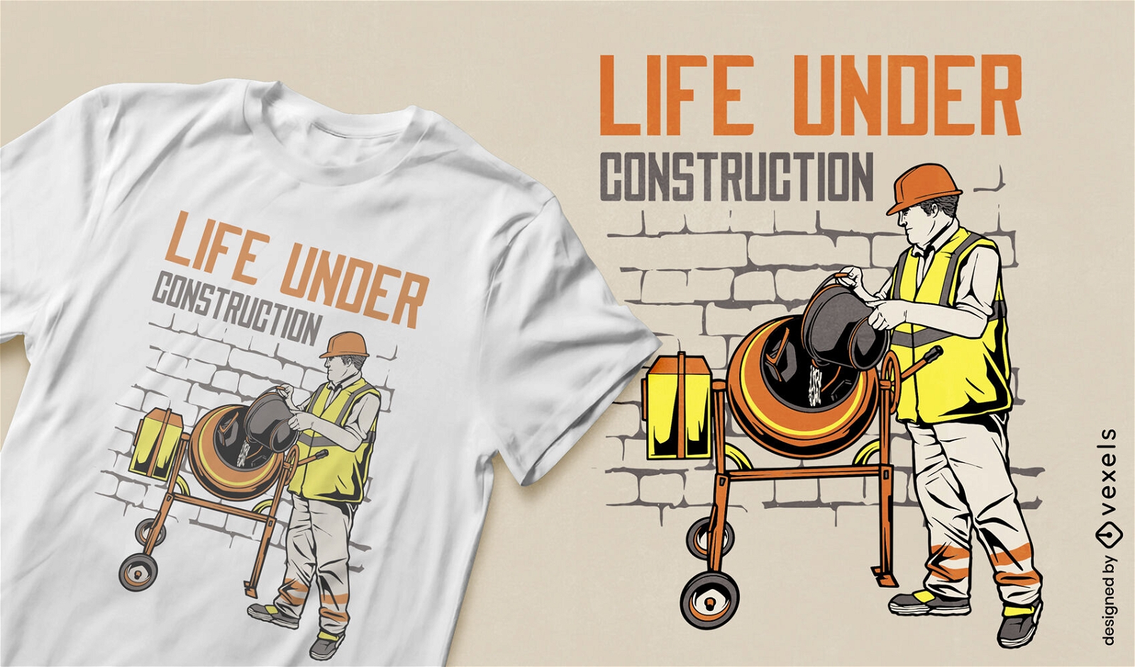 Lustiger T-Shirt Entwurf des Bauarbeiters