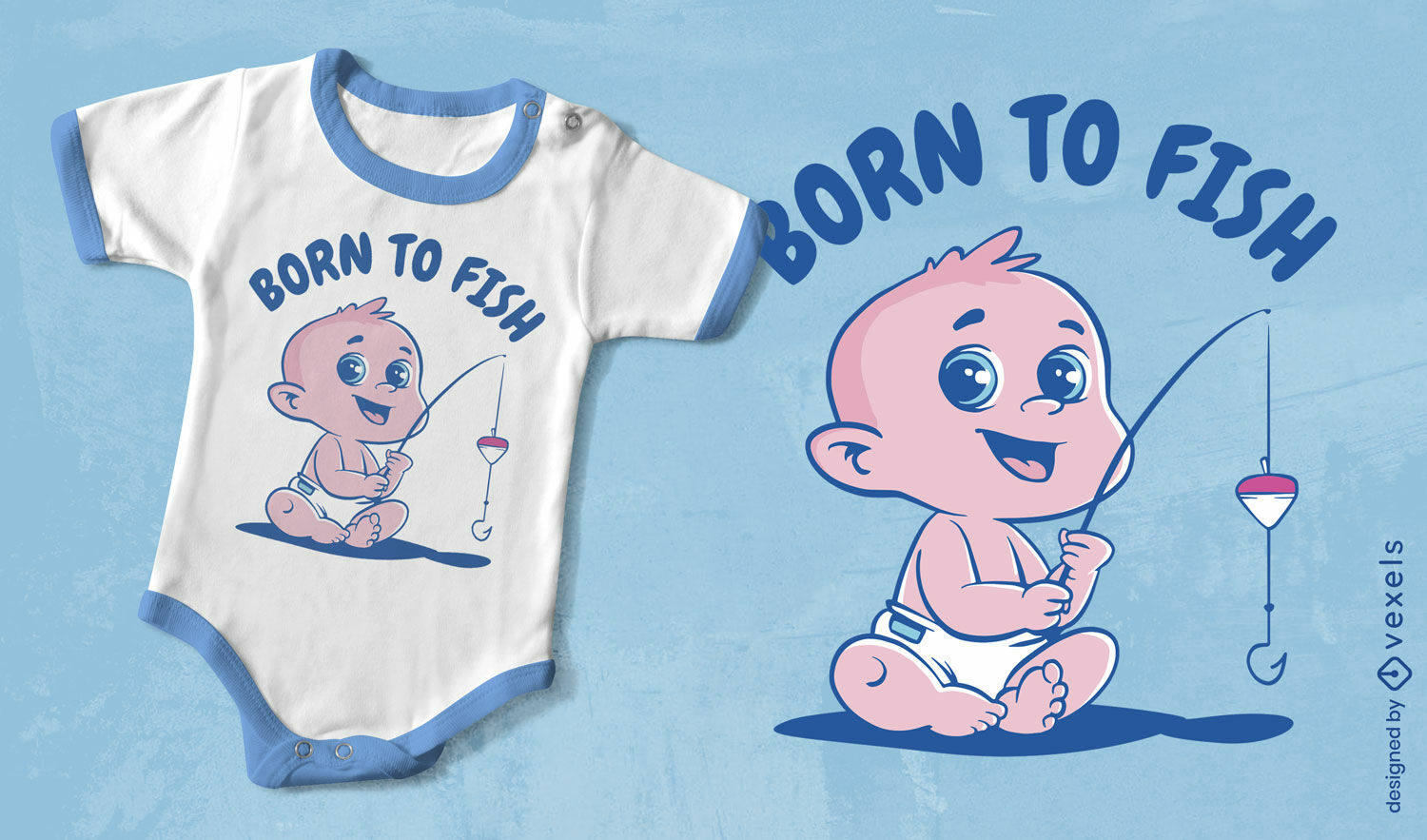 Design de camiseta de bebê pescador