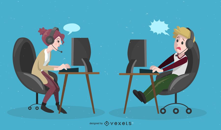 Call Center Mann und Frau Call Center Mann und Frau