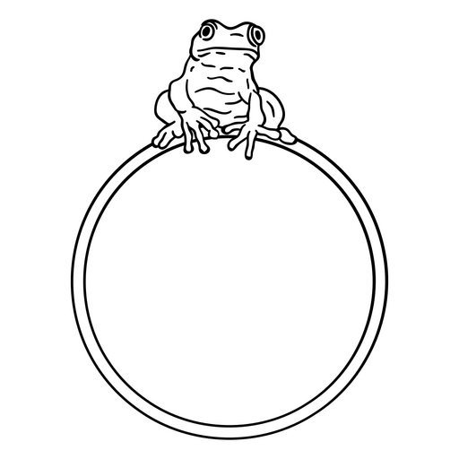 Design de sapo caprichoso com moldura circular Desenho PNG