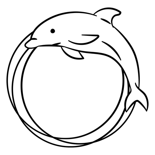 Ilustración de un delfín juguetón en diseño circular Diseño PNG