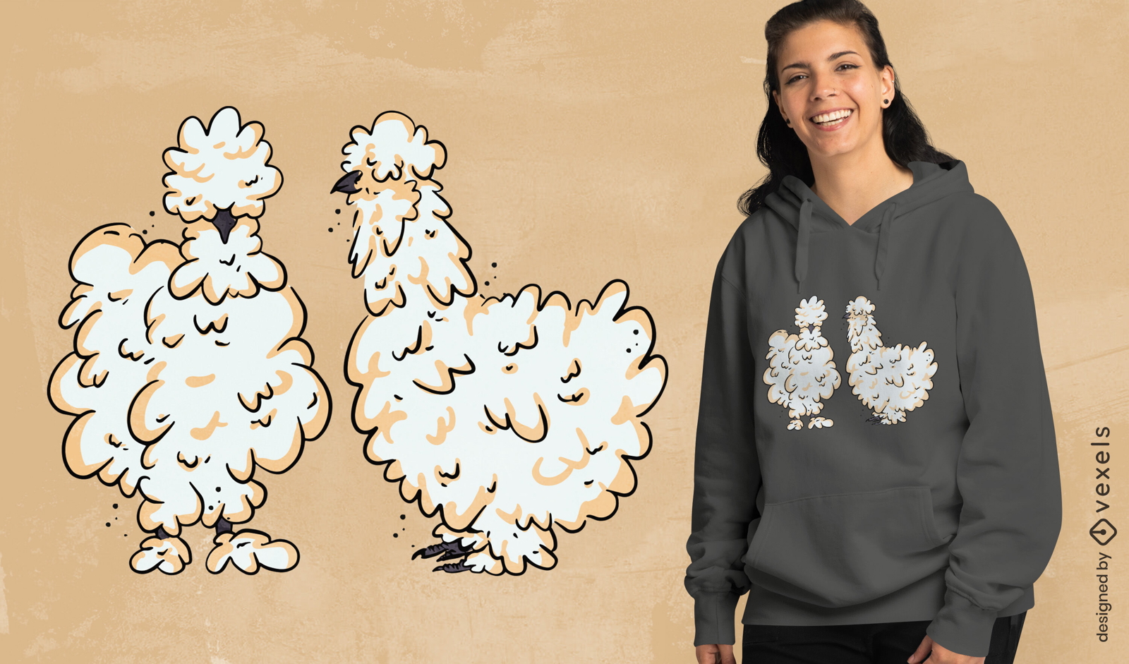 Diseño de camiseta de pollo Silkie.