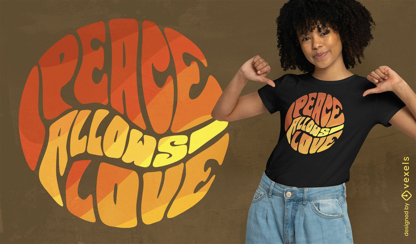 La paz permite el diseño de camisetas de amor.