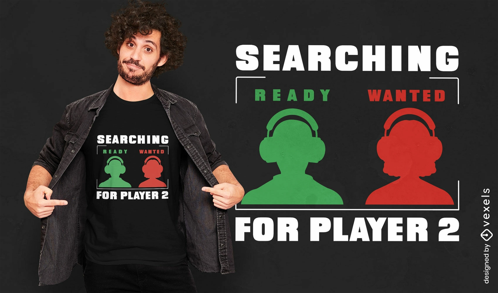 Gaming-T-Shirt-Design f?r den zweiten Spieler