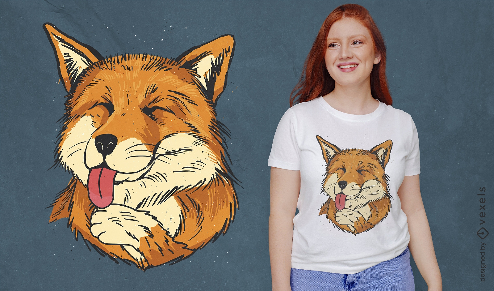 Design de camiseta de raposa realista