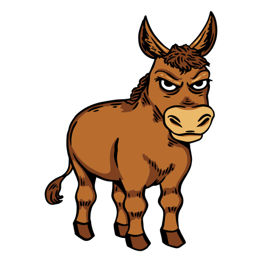 Burro irritado em pé Desenho PNG