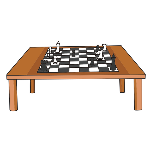 Mesa de xadrez com peças de xadrez Desenho PNG
