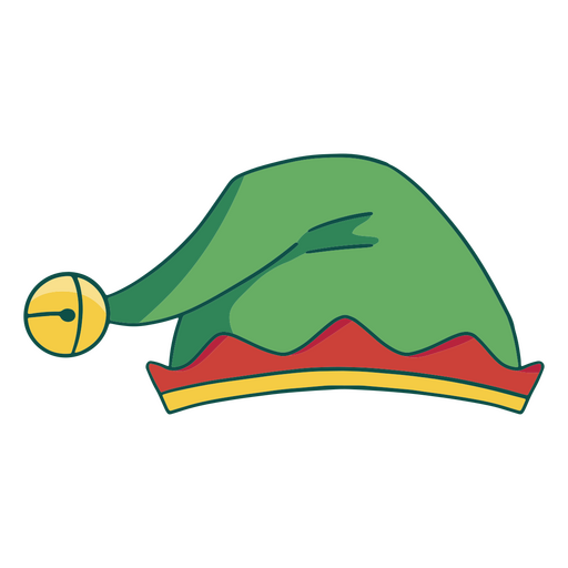 Chapéu de elfo verde com sino amarelo Desenho PNG